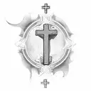 small cross that includes  Philippians 4:13 tattoo design idea