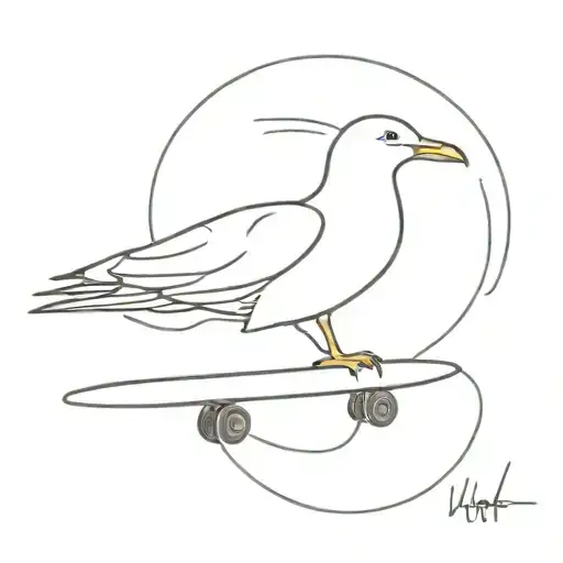 skateboarding seagull tattoo design idea