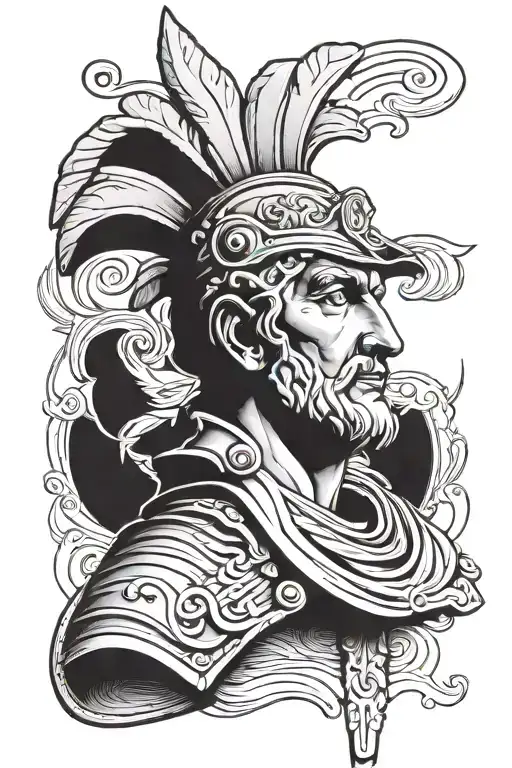 Roman emperor head on a stake  tattoo design idea