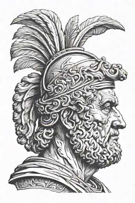 Roman emperor head on a stake tattoo design idea
