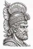 Roman emperor head on a stake tattoo design idea