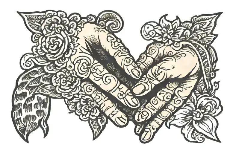 son holding hands tattoo design idea
