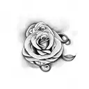 snake and roses tattoo design idea