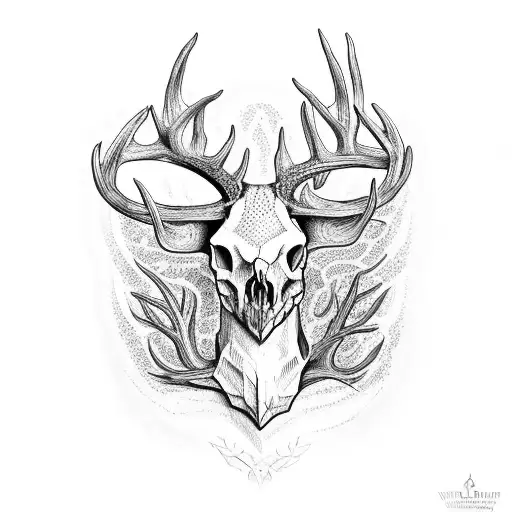 whitetail buck skull iowa tattoo design idea