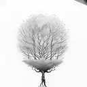 A tree with roots reaching deep into the earth and branches stretching towards the sky tattoo design idea