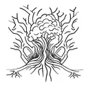 A tree with roots reaching deep into the earth and branches stretching towards the sky tattoo design idea