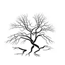 A tree with roots reaching deep into the earth and branches stretching towards the sky tattoo design idea