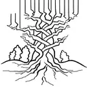 A tree with roots reaching deep into the earth and branches stretching towards the sky tattoo design idea