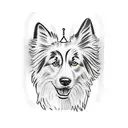 border collie ear outline with paw print in the middle the name lady may at the bottom and butterflies above  tattoo design idea