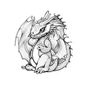 dragon holding cute bunnies tattoo design idea