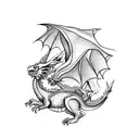 dragon holding cute bunnies tattoo design idea