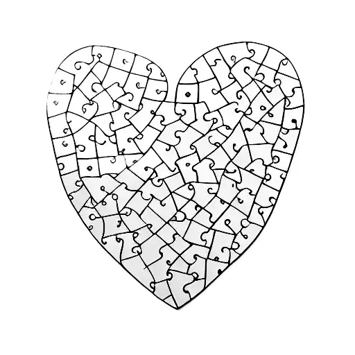 Glass shattered heart puzzle piece tattoo design idea