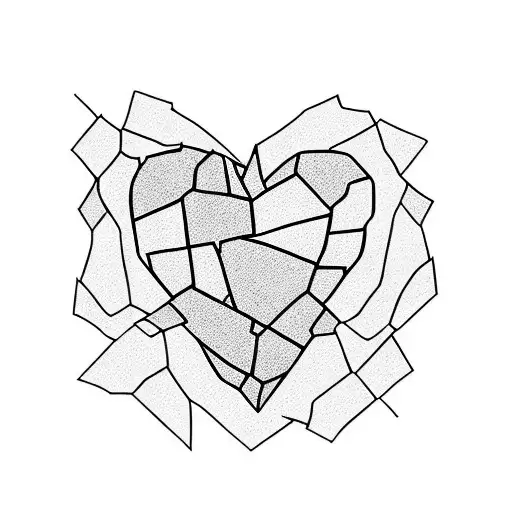 Glass shattered heart puzzle piece tattoo design idea