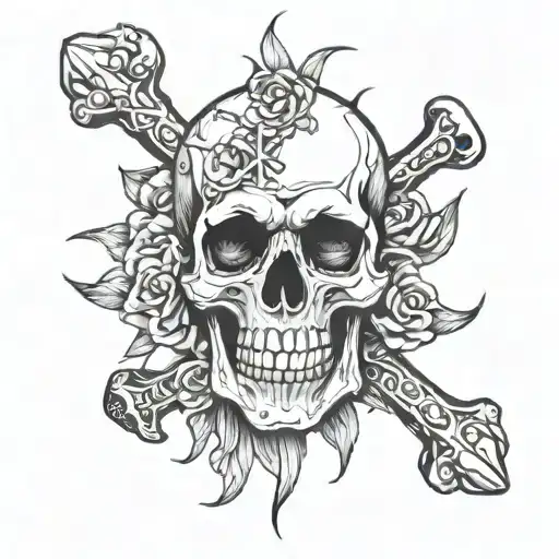 skull and bones tattoo design idea