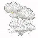 thundercloud with sun rays shining through Hole in the cloud tattoo design idea