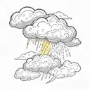 thundercloud with sun rays shining through Hole in the cloud tattoo design idea