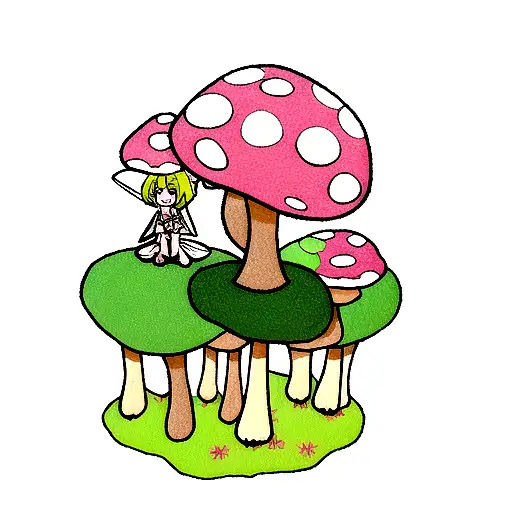 fairy on a mushroom tattoo design idea