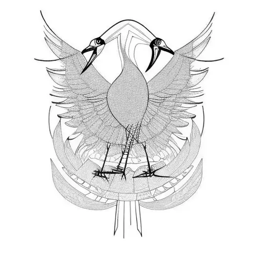 crane reflection tattoo design idea
