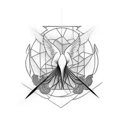 crane reflection tattoo design idea