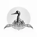 crane reflection tattoo design idea