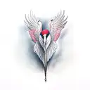 crane reflection on neck tattoo design idea