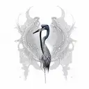crane reflection on neck tattoo design idea