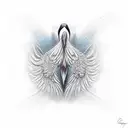 crane reflection on neck tattoo design idea
