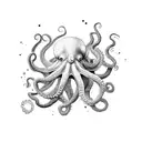 An octopus emerging from a watercolor sea, with mathematical equations forming the tentacles tattoo design idea