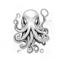 An octopus emerging from a watercolor sea, with mathematical equations forming the tentacles tattoo design idea