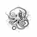 An octopus emerging from a watercolor sea, with mathematical equations forming the tentacles tattoo design idea
