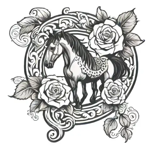 horse shoe with Yorkshire rose tattoo design idea