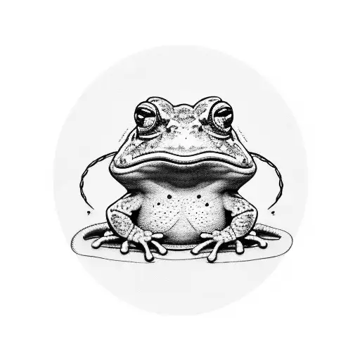 toad with wire stitching in her mouth tattoo design idea