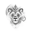 A tattoo design incorporating a lion, dolphin, and turtle in a sketch style tattoo design idea