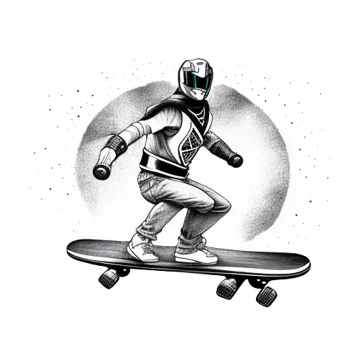 power ranger on a skateboard tattoo design idea