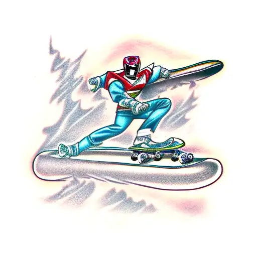 power ranger on a skateboard tattoo design idea