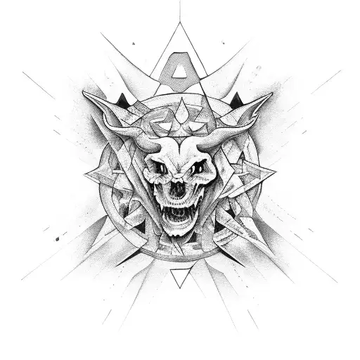 pentagram and 666  tattoo design idea