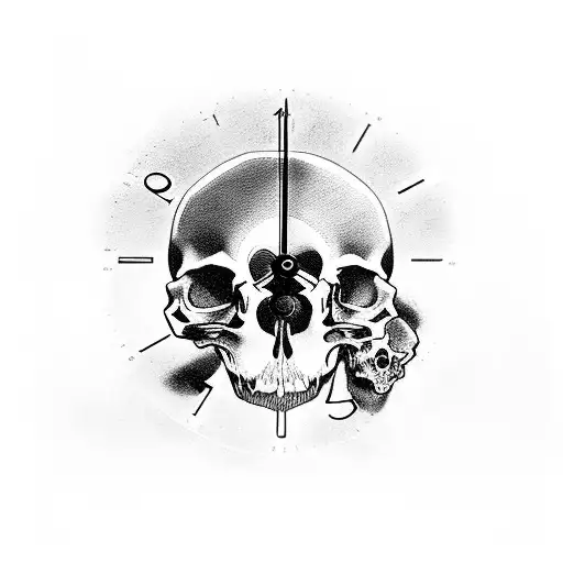 a clock that slowly becomes a skull with "memento mori" written below tattoo design idea