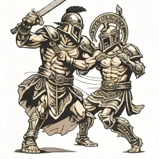 gladiator fighting tattoo design idea
