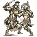 gladiator fighting tattoo design idea