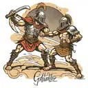 gladiator fighting tattoo design idea