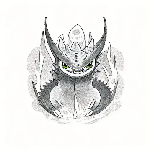 toothless from how to trading your dragon that can go over shoulder onto chest tattoo design idea