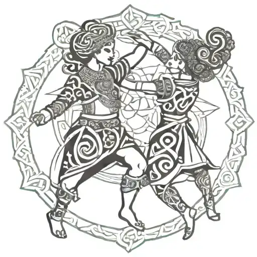 Breizh traditional dancers enmeshed in celtic mandela symbols tattoo tattoo design idea