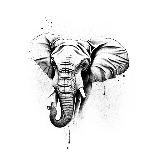 Angry bloody elephant tattoo design idea
