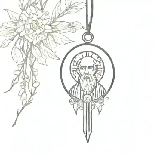 saint benedict medal tattoo design idea