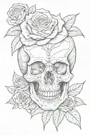 Rose inside skull tattoo design idea
