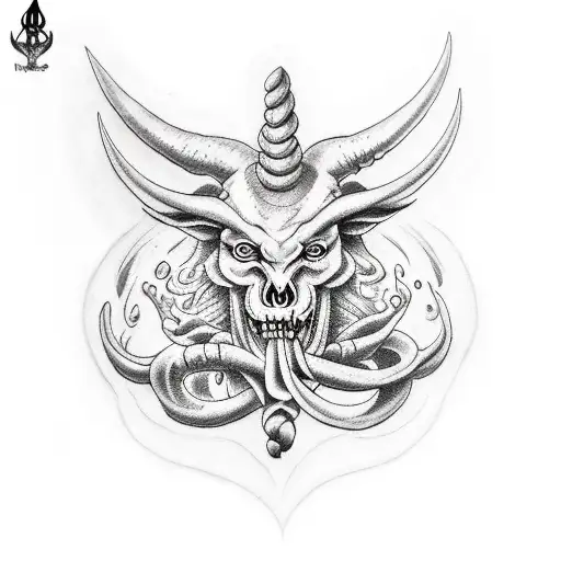 baphomet and memento Mori  tattoo design idea