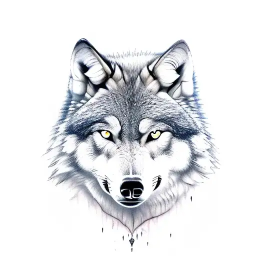  aggressive Wolf and 1 children  tattoo design idea