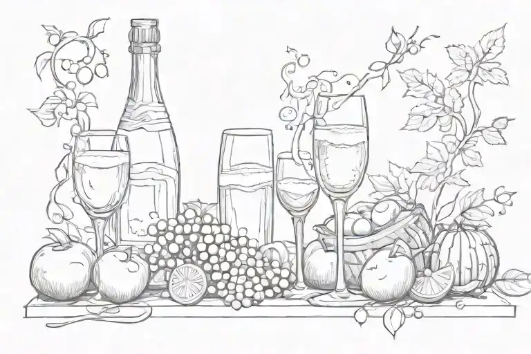 I want champagne, fruit and consequences tattoo design idea