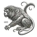 zodiac sign Leo and Chinese zodiac Monkey combination. year 1992 tattoo design idea