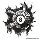 A billiard ball breaking through a brick wall tattoo design idea